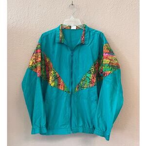 Vintage 80s Sun Blocks green windbreaker jacket size L
